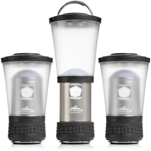 Cascade Mountain Tech Collapsible IPX4 Water-Resistant LED Lantern with 4 Light Modes - 3 PackBlack/Silver
