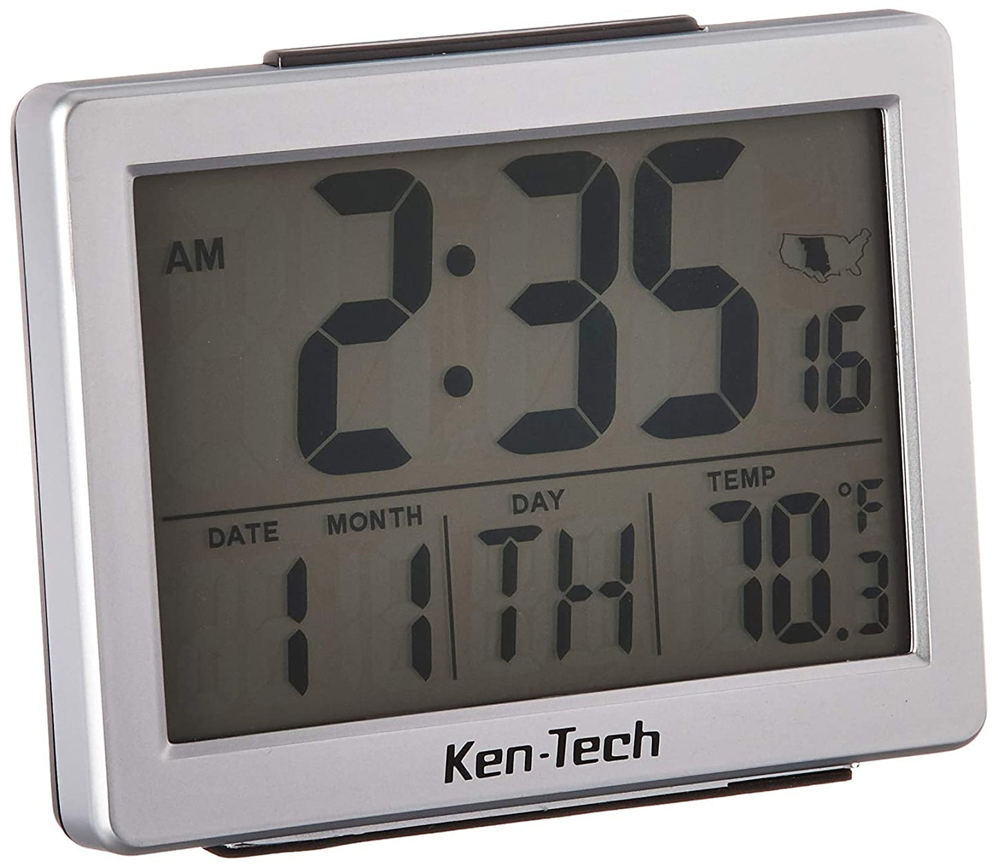 Sonnet Ken-Tech T-4652 Atomic Radio Controlled LCD A larm Clock 1.5-Inch Black Blue Light